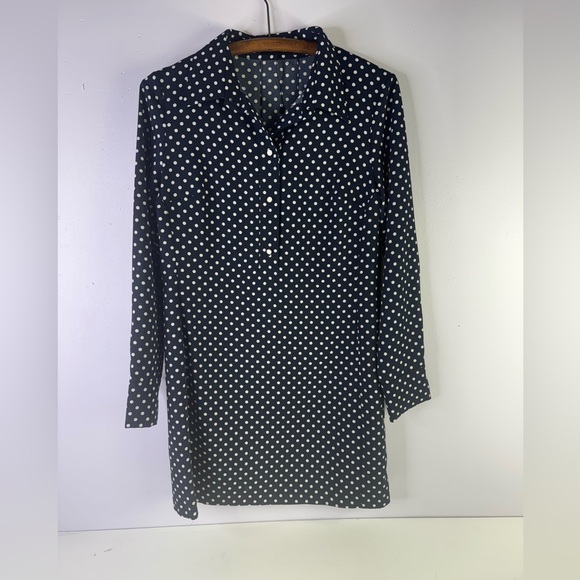 Zara Dresses & Skirts - Zara Polka Dots Long Sleeves with Collar Quarter Button Up Mini Dress Size M
